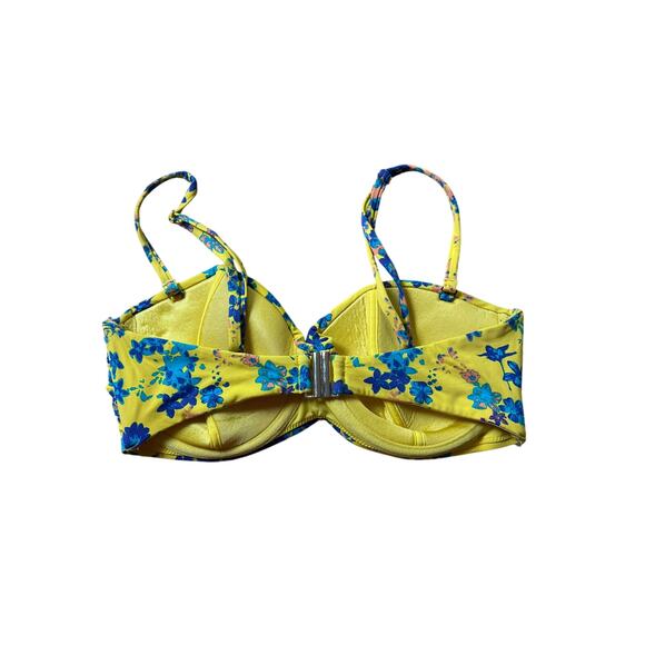 H&M Yellow Floral Print Bikini Top Size 36D - Picture 3 of 5